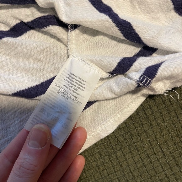 Madewell Women's Striped White and Navy Asymmetrical Top - Picture 5 of 5